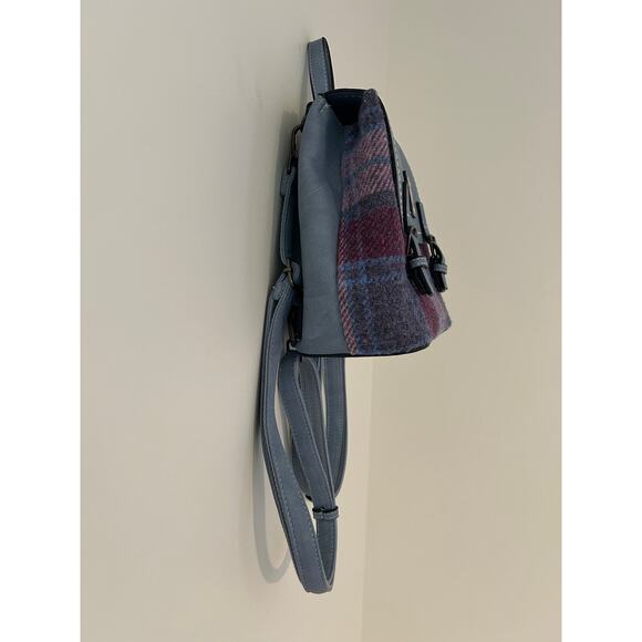 Harris Tweed Scotland Mini Jura Backpack in Pink and Blue Tartan The Islander main image 9